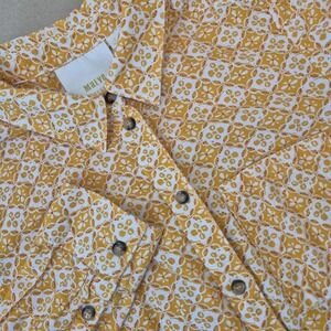 MAEVE Anthropologie Petrin Button-Down Shirt Womens‎ 2 Orange & White Geometric